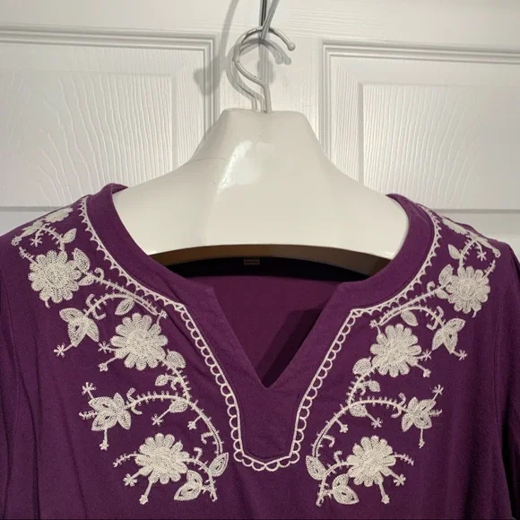 Carolyn Taylor Women Purple W/ Embroidery Top 16-18 - Picture 2 of 8